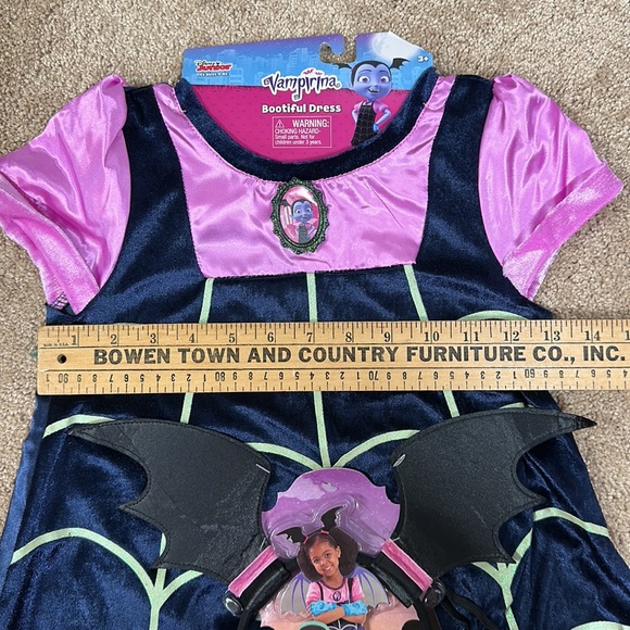 Girls Vampirina Costume Size 4-6X Bootiful Dress, Wings & Headband Glow In Dark - Picture 14 of 15